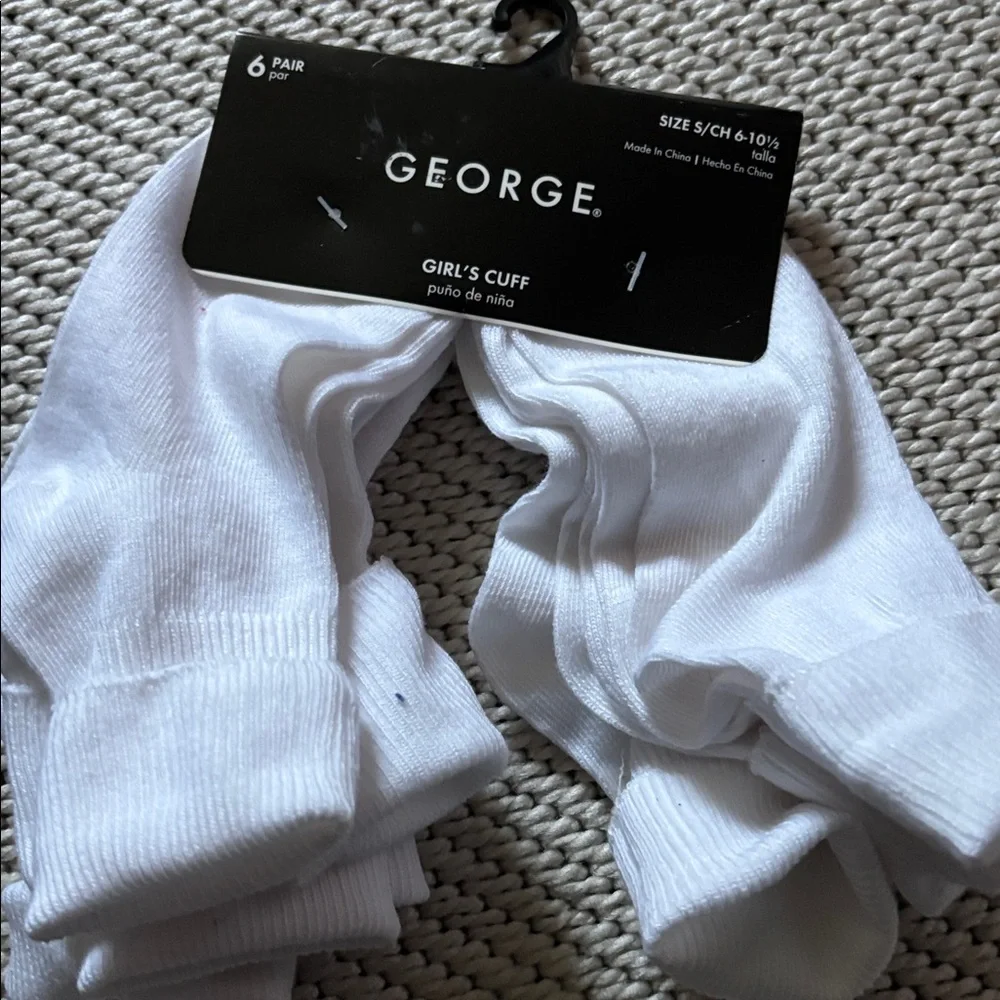 Socks cuff 6 pair new size S-10.5 George polyester, nylon & spandex
